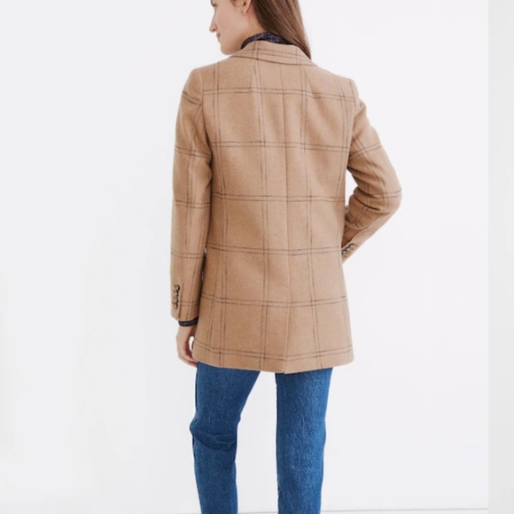 NWOT Madewell Larsen Blazer in Windowpane Plus Size 3X Black & Tan - Picture 4 of 12